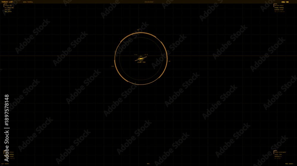 Radar Grid Point Hud interface animation displays circular radar map with data points ...