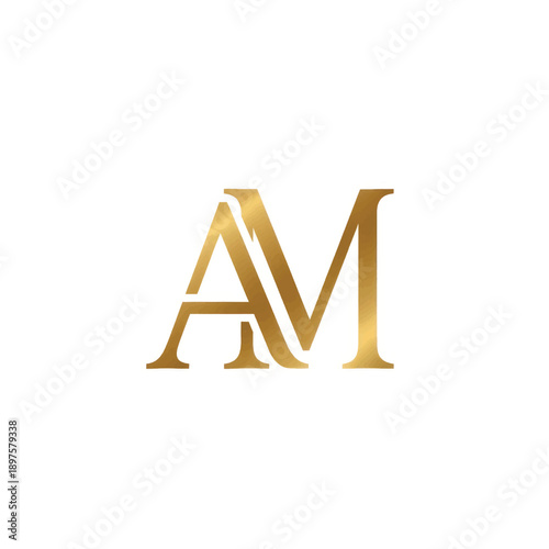 Elegant gold monogram AM logo design on white background for branding and luxury projects.