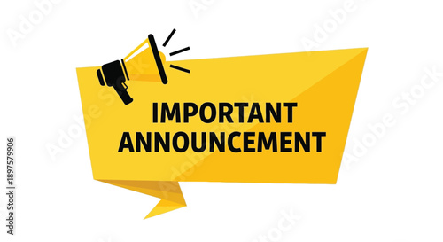 The yellow banner graphic features important announcement text.
