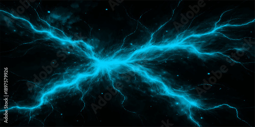A seamless blue fractal pattern of glowing electric lightning waves creates an abstract background of liquid motion and plasma energy power