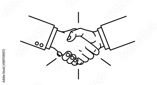 Two arms shake hands firmly over a white background.