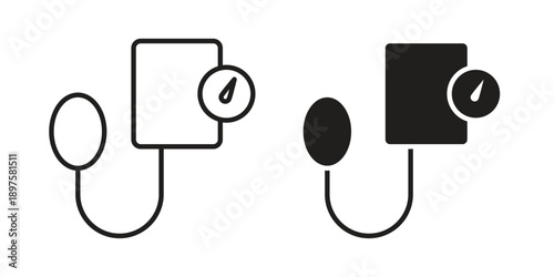 Blood pressure meter icon outline vector set. icon vector isolated on white background. EPS 10