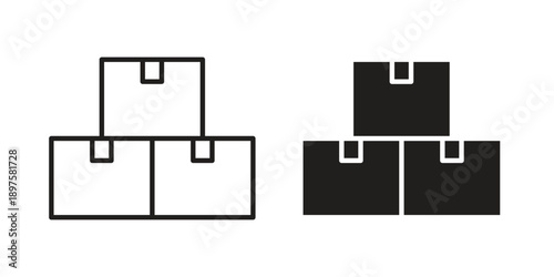 Boxes icon outline vector set. icon vector isolated on white background. EPS 10