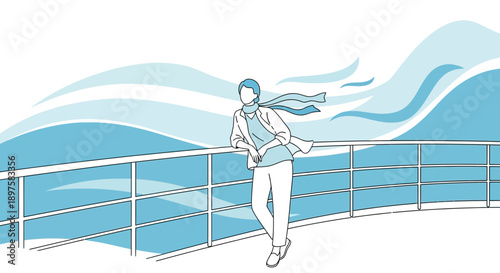 A Solitary Figure Enjoys A Scenic Ocean View