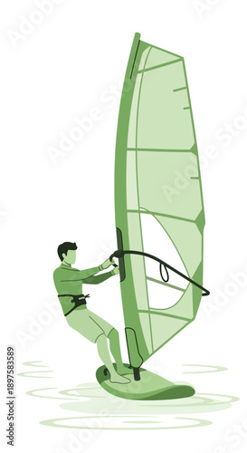 Action Packed Windsurfing Adventure Dynamic Water Sport Illustration