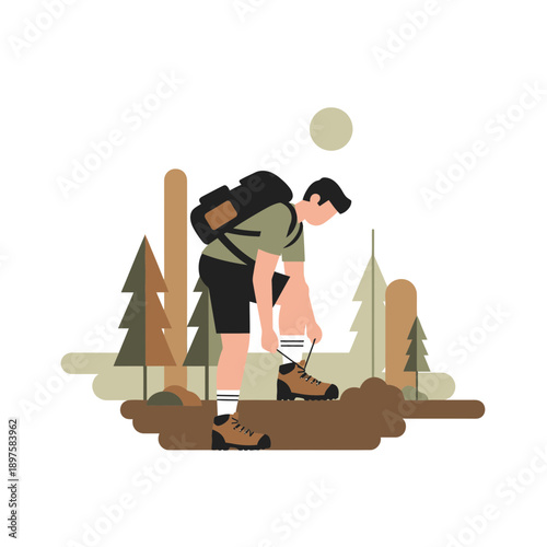 Adventure Awaits Seasoned Trekker Prepares For Forest Expedition