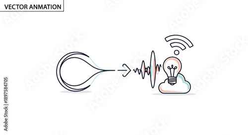 Vector illustration showing data transmission from a device to the cloud with wireless signal.
