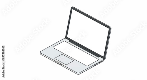 Open Laptop Computer with Sleek Silver Design on Clean White Surface.