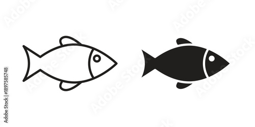 Fish icon outline vector set. icon vector isolated on white background. EPS 10