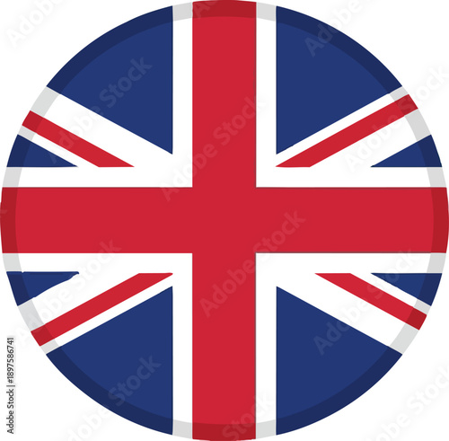 United Kingdom Flag Circle Icon UK British Round Badge Symbol Isolated on White Background