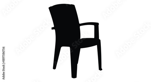 Black chair with armrests isolated on a white background silhouette