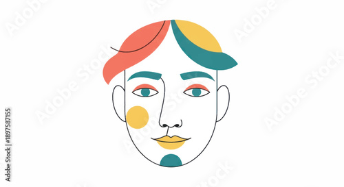 Colorful Abstract Portrait Illustration of a Vibrant Blended Face.