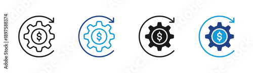 Process Automation icon set multiple style collection