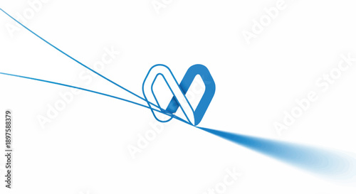 Abstract blue ribbon logo with intertwined loops and flowing lines forming a modern emblem.