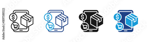 Mobile Commerce icon set multiple style collection