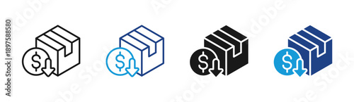 Cash On Delivery icon set multiple style collection