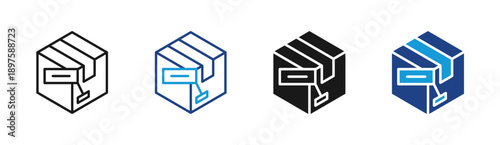 Shipping Box icon set multiple style collection