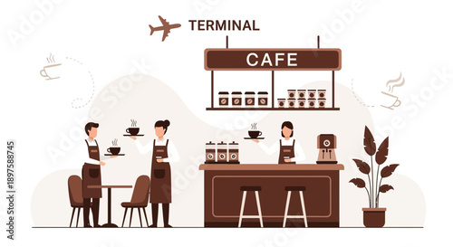 Airport Cafe Experience Serving Coffee And Refreshments To Travelers
