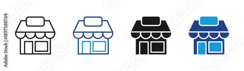 Retail Store icon set multiple style collection