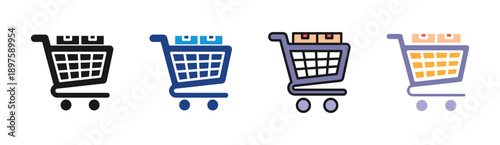 Shopping Cart icon set multiple style collection