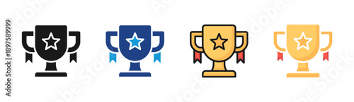 Achievement icon set multiple style collection