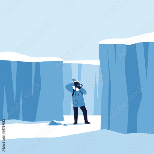 Arctic Explorer Capturing Icy Wonders Through Camera Lens