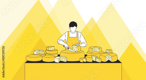 Artisan Cheese Maker Preparing Dairy Delights For Customers