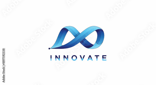 Logo design featuring a blue infinity ribbon with the word Innovate.