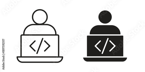 Programmer icon outline vector set. icon vector isolated on white background. EPS 10
