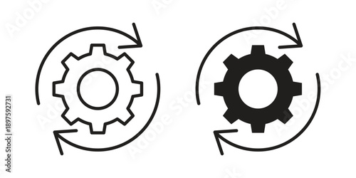 Recovery gear icon outline vector set. icon vector isolated on white background. EPS 10