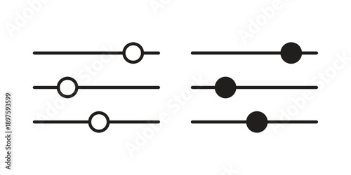 Settings sliders icon outline vector set. icon vector isolated on white background. EPS 10