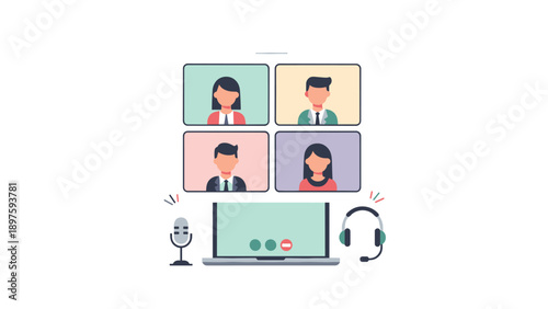 Virtual meeting concept with diverse participants and equipment
