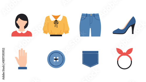 Fashion and style icons: flat design for clothing and accessories