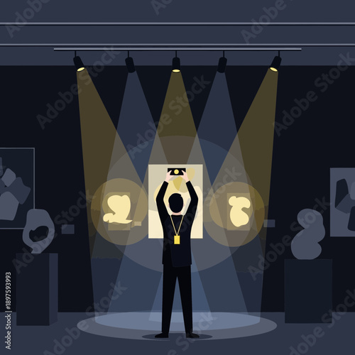 Artist Showcases Masterpiece Under Gallery Spotlights Inspiring Appreciation