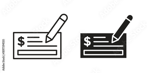 Signing cheque icon outline vector set. icon vector isolated on white background. EPS 10