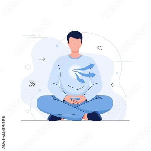 Calm Mindful Man Meditating Serene Zen Breathing