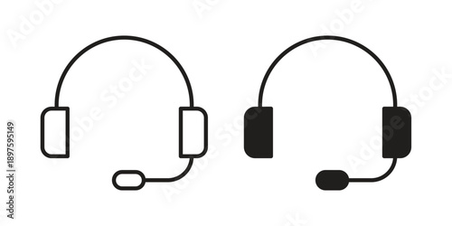 Support headset icon outline vector set. icon vector isolated on white background. EPS 10