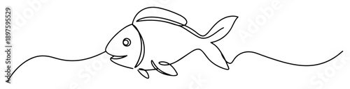 fish swimming underwater line art illustration