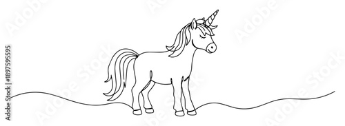 unicorn standing line art fantasy drawing