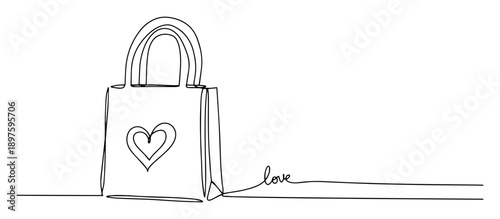 handbag with heart and love text