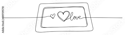 love sign on tray line art illustration