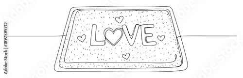 cookie with love text line art drawing