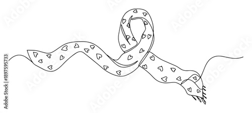 scarf with hearts line art illustration