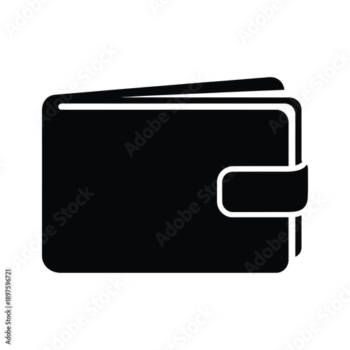 Black wallet with white outline isolated on white background
