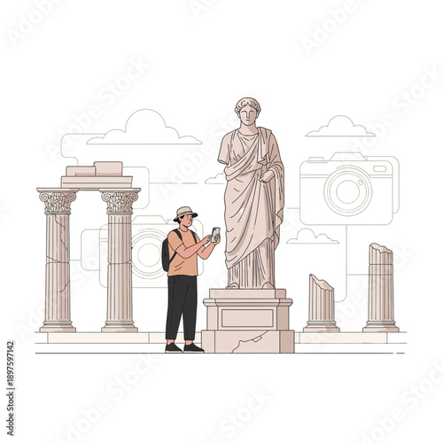 Capturing Ancient Wonders A Tourist Explores Historical Sites With Modern Technology