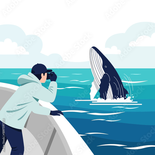 Capturing Majestic Whale Breach From Boat Expedition Adventure