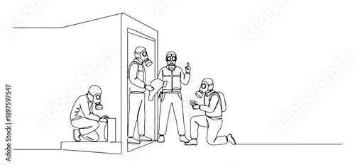 special forces team breaching door – outline tactical operation graphic