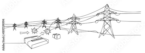 military sabotage on power lines outline vector illustration