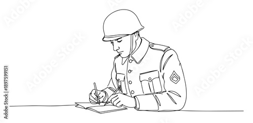 writing letter military soldier sketch vector shape