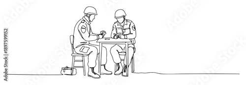tactical table discussion line drawing vector shape